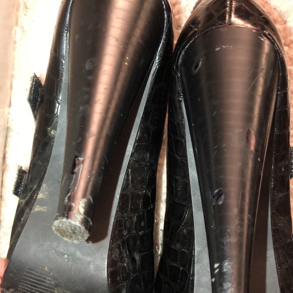 Micheal Antonio size 10 black faux alligator and gray suede platform heel - Picture 7 of 16